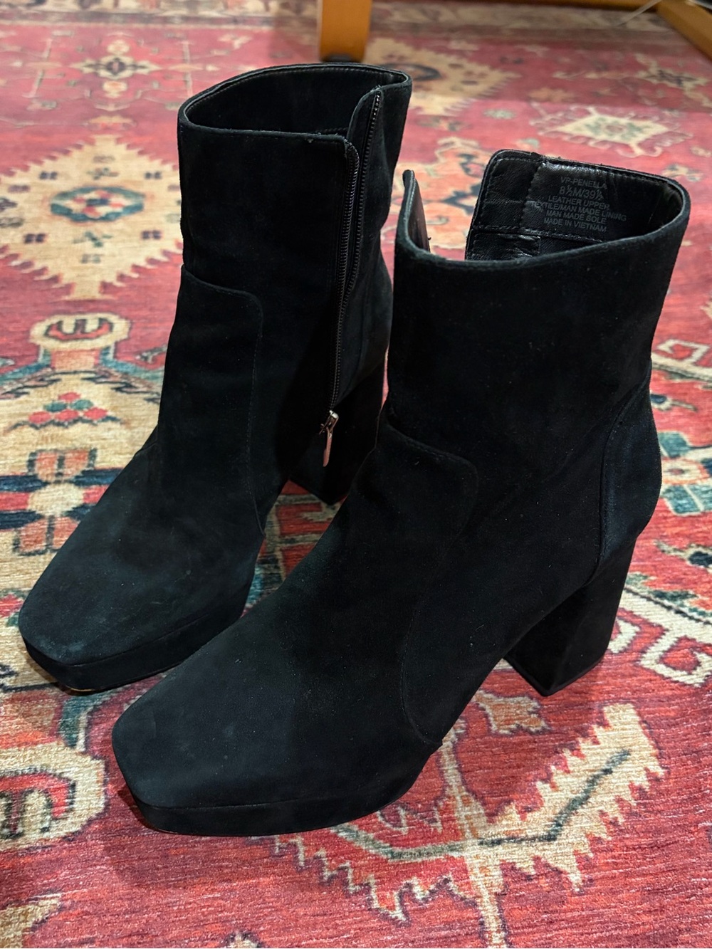 Vince Camuto Boots Black Suede Platform Boots - Picture 3 of 9